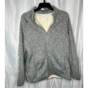 TIME and TRU Thick Gray zip up with fuzzy inside